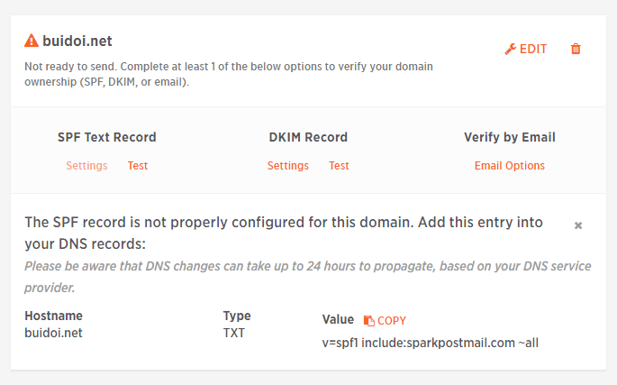 Verify Sending Domains