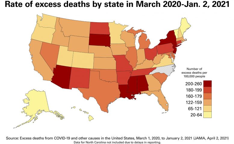 Rate of Excess Deaths by State COVID-19
