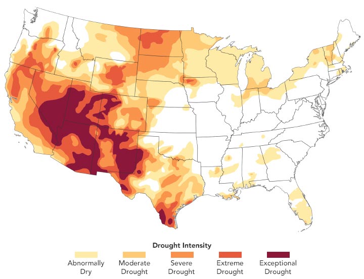 US Drought Conditions March 2021 Annotated
